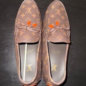 Louis Vuitton Brown and Orange Oxfords with Monogram Pattern